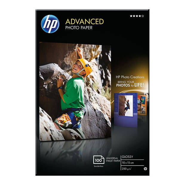 HP Advanced Glossy Fotopapier 250 gram 10x15 zonder rand