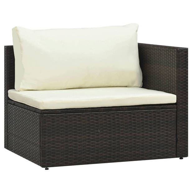 vidaXL 5-delige Loungeset met kussens poly rattan bruin