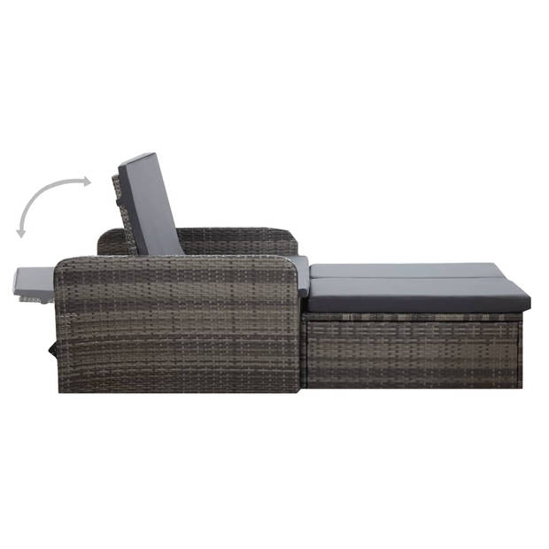 vidaXL 2-delige Loungeset met kussens poly rattan grijs