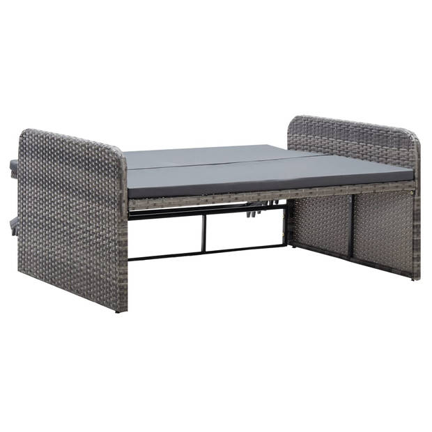 vidaXL 2-delige Loungeset met kussens poly rattan grijs