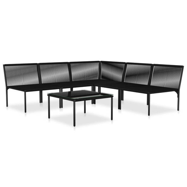 vidaXL 6-delige Loungeset met kussens PVC zwart