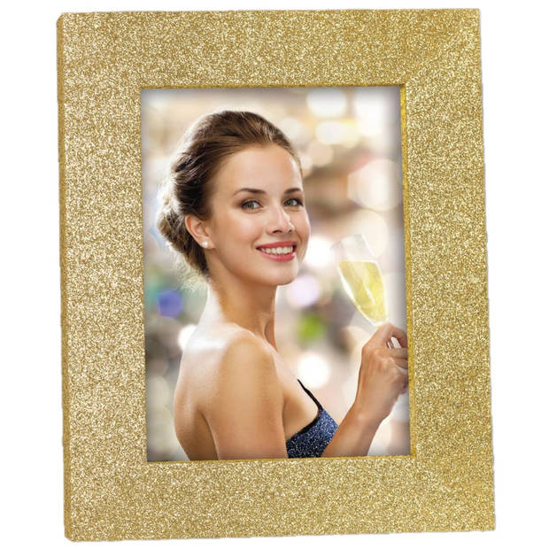 Houten fotolijstje goud met glitters geschikt voor een foto van 13 x 18 cm - Fotolijsten