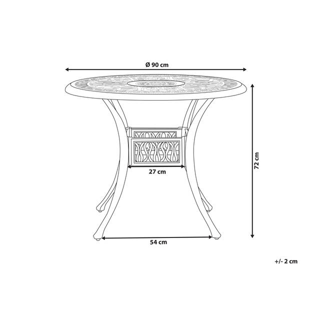 Beliani ANCONA - Ronde tafel-Bruin-Aluminium