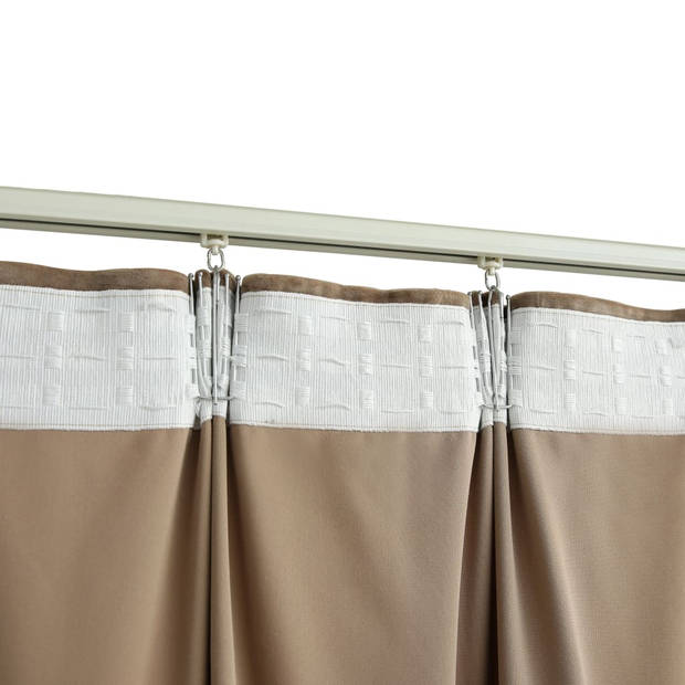 vidaXL Gordijnen verduisterend 2 st met haken 140x175 cm fluweel beige