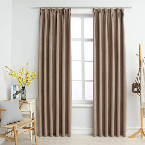 The Living Store Gordijnen Luxe Taupe 140x175 cm - Suède-touch - Polyester