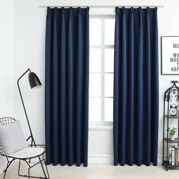 The Living Store Gordijnen - Blauw - 140 x 245 cm - 100% polyester