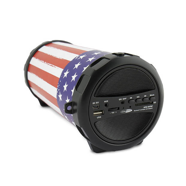 Caliber USA Draadloze Speaker met Bluetooth, USB, SD en AUX - 16 Uur Speeltijd - Met Amerikaanse Vlag (HPG407BT-USA)