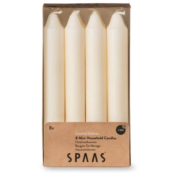 Spaas mini dinerkaarsen 8 stuks - ivoor - 15,5 cm