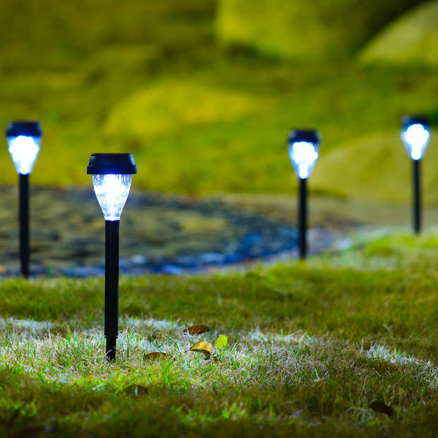 Aigostar LED Solar fakkel op Zonne-energie - Stekers 33.5 cm - Tuinverlichting - Tuinlamp - Zwart - 12 stuks