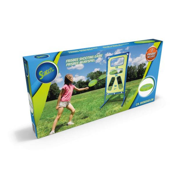 Scatch Frisbee Buitenspeelgoed - Incl. Frisbee en Doel - 111 x 5,6 x 43 CM - Kinderen vanaf 6 Jaar - Blauw/Groen