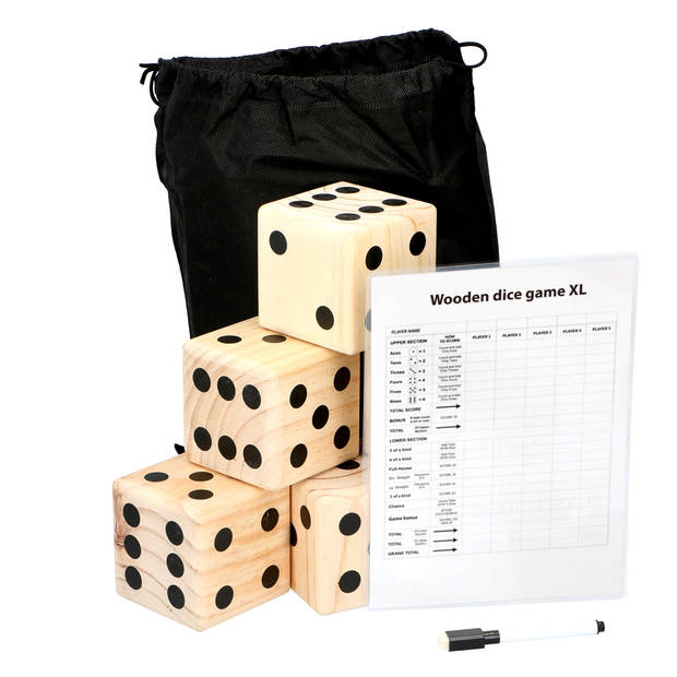 Giant dice game - 6 dobbelstenen (9x9x9cm) - scorebord met stift