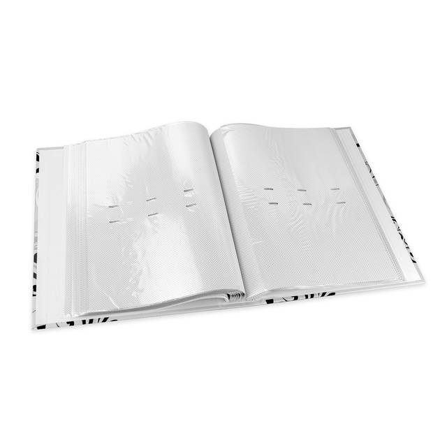 Fotoboek/fotoalbum Umbria met insteekhoesjes wit bloemenprint voor 200 fotos 19 x 25 x 5 cm - Fotoalbums