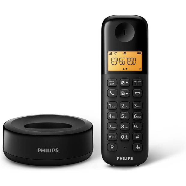 Philips D1603B/01- Draadloze DECT-Telefoon met 3 Handsets - Huistelefoon met Groot Display (4,1 cm) en Nummerherkenning