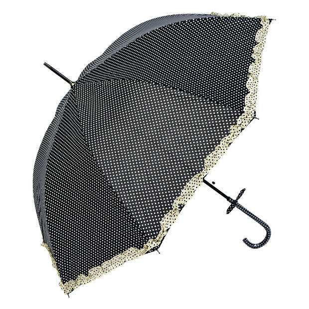 Clayre & Eef Zwarte Paraplu Ø 90 cm zwart JZUM0030Z