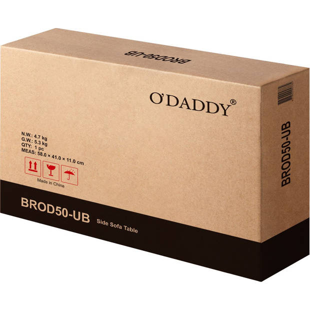 O'DADDY® Bijzettafel Metaal & Hout met Wielen - 50x35x55 cm - Bruin