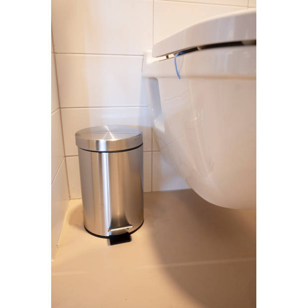 Badkamerset - pedaalemmer 3 liter - toiletborstel - RVS