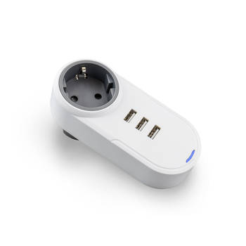 Caliber stekkerdoos met 3x USB Poorten - Overspannings- en Kinderbeveiliging - USB Adapter (HPS1101U)