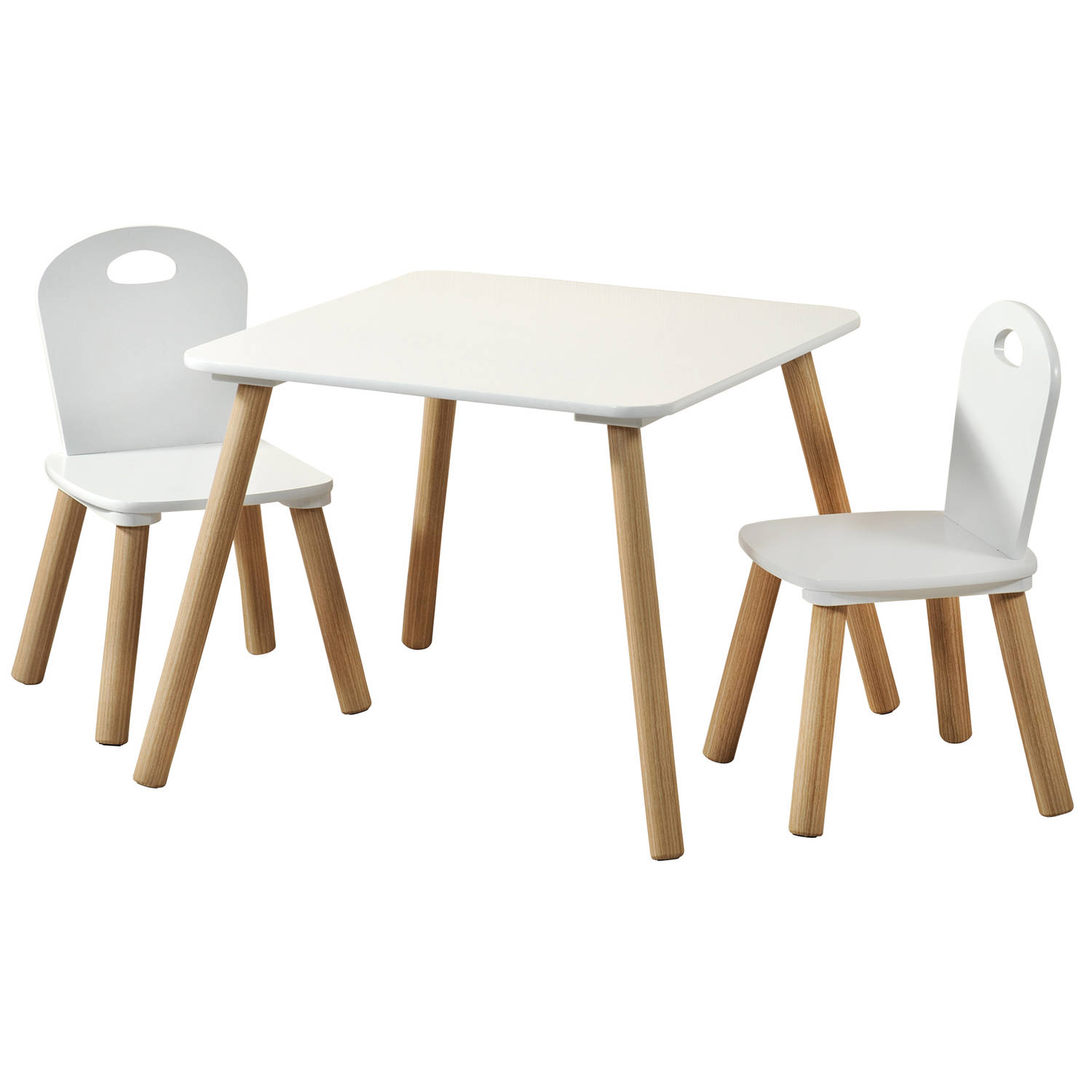 Stevige kindertafel set met stoeltjes - 55x55x45 cm