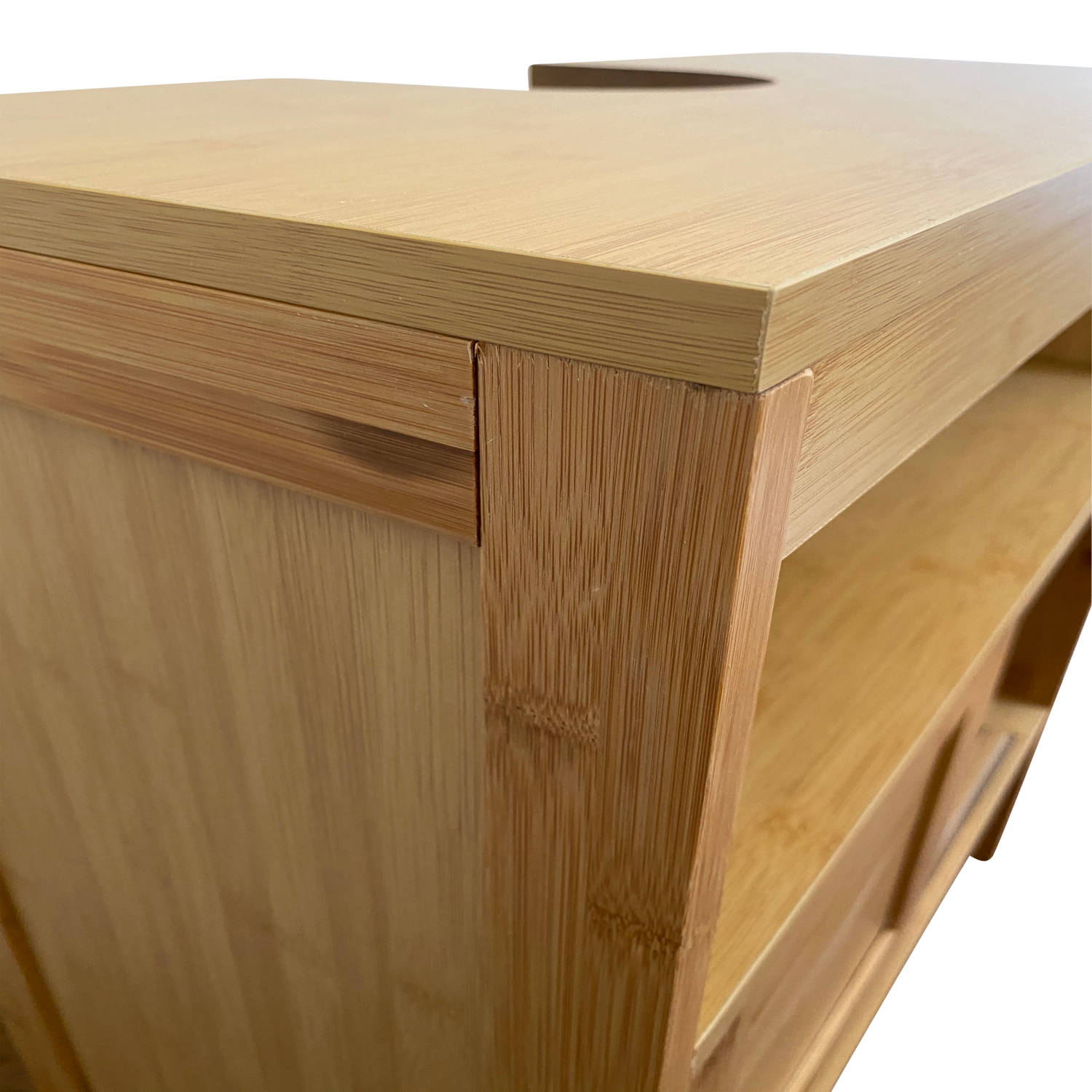 Reproduceren aanplakbiljet analyse Bamboe wastafel onderkast Mahe met 2 schuifdeuren en 1 plank - Bruin |  Blokker