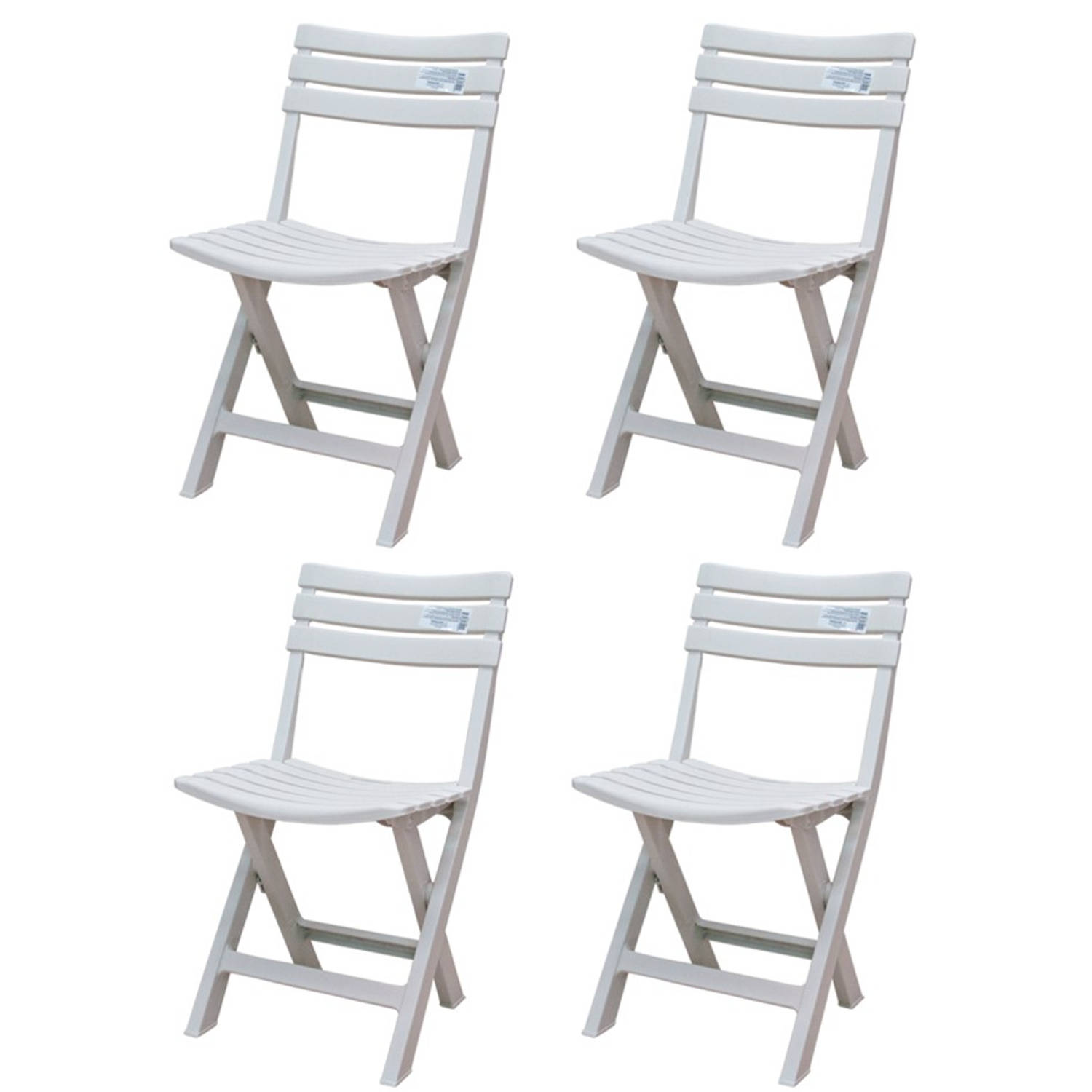 4goodz Set Van 4x Witte Plastic Klapstoelen - Plaatsbesparend