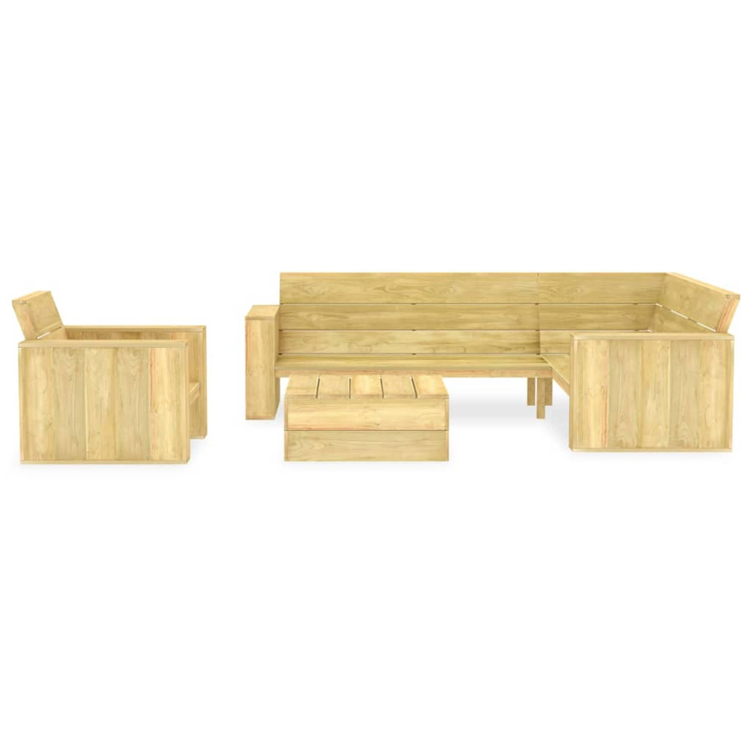 The Living Store Loungeset Tuinmeubelset - 239x164.5x76 cm - Grenenhout