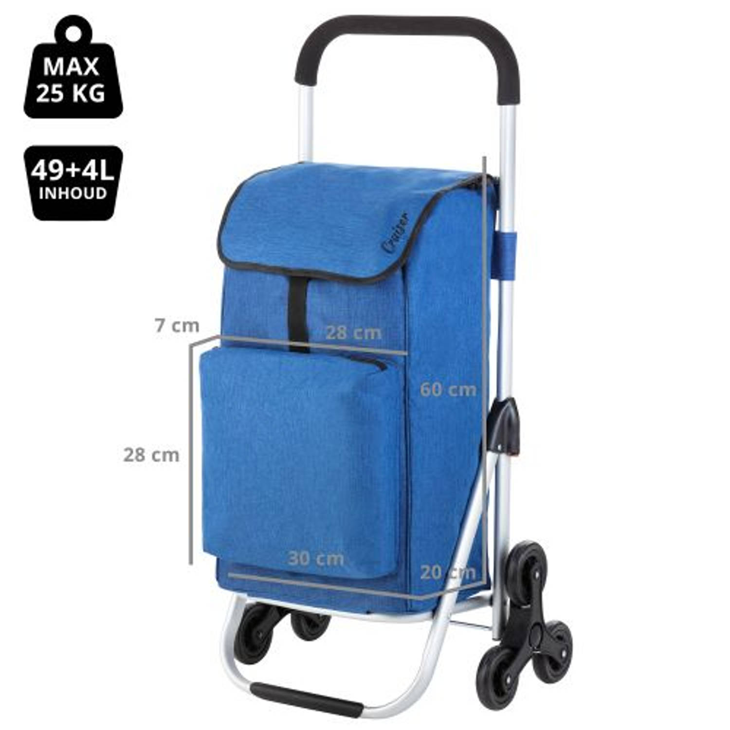ShoppingCruiser® 'Stair Boodschappentrolley voor trappen Trappenloper Boodschappenwagen Blauw | Blokker
