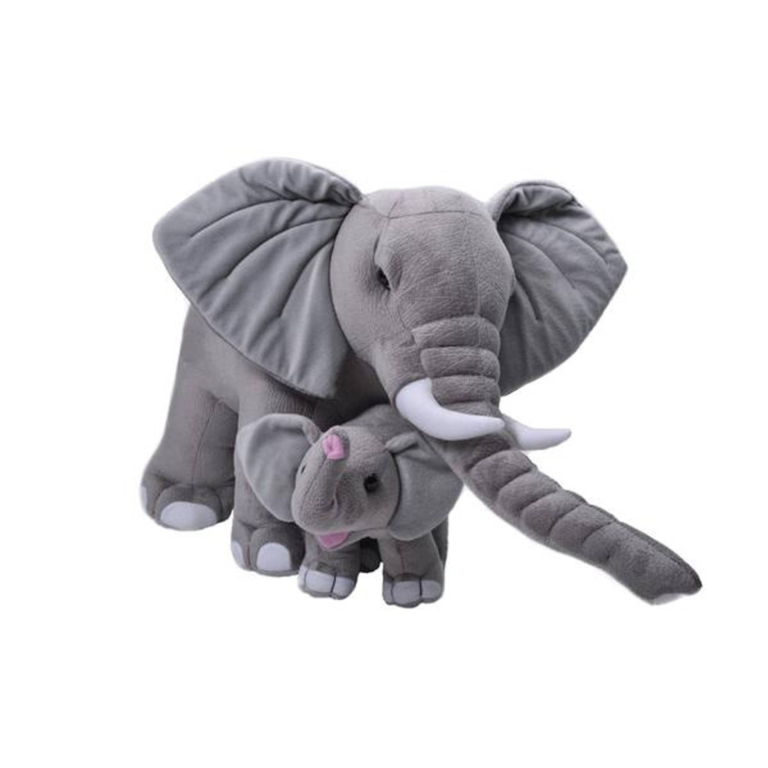 Wild Republic knuffel mama & baby olifant 76 cm pluche grijs
