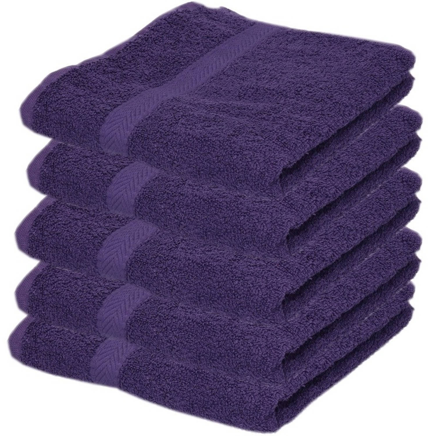5x handdoeken paars 50 x 90 cm - Badhanddoek | Blokker