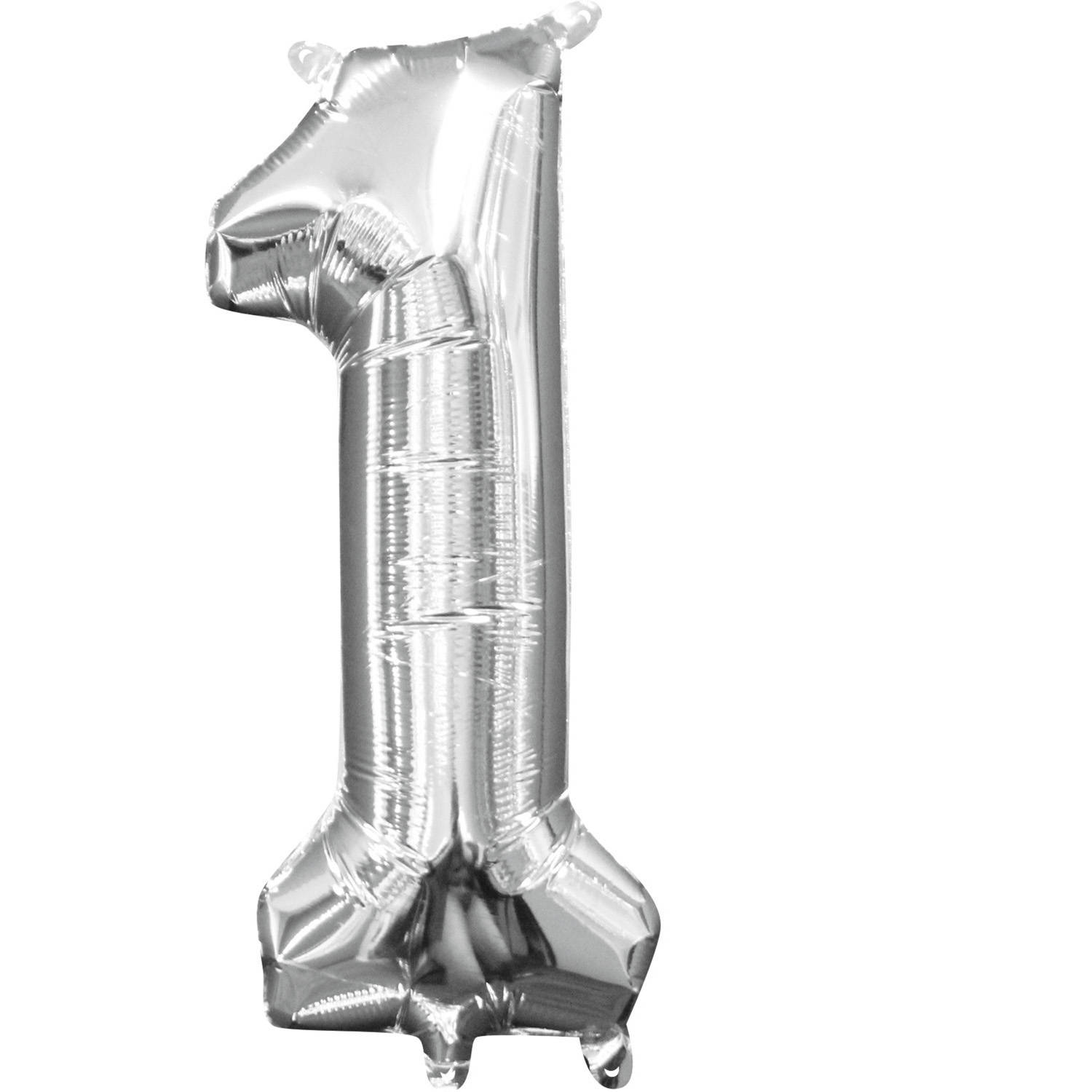 Folieballon ‘1’ Zilver - 40 Centimeter