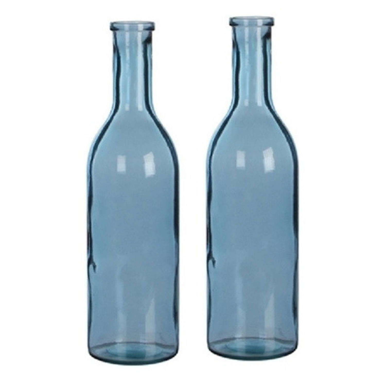 grind touw hoed 2x Glazen fles / vaas blauw 50 x 15 cm - Vazen | Blokker