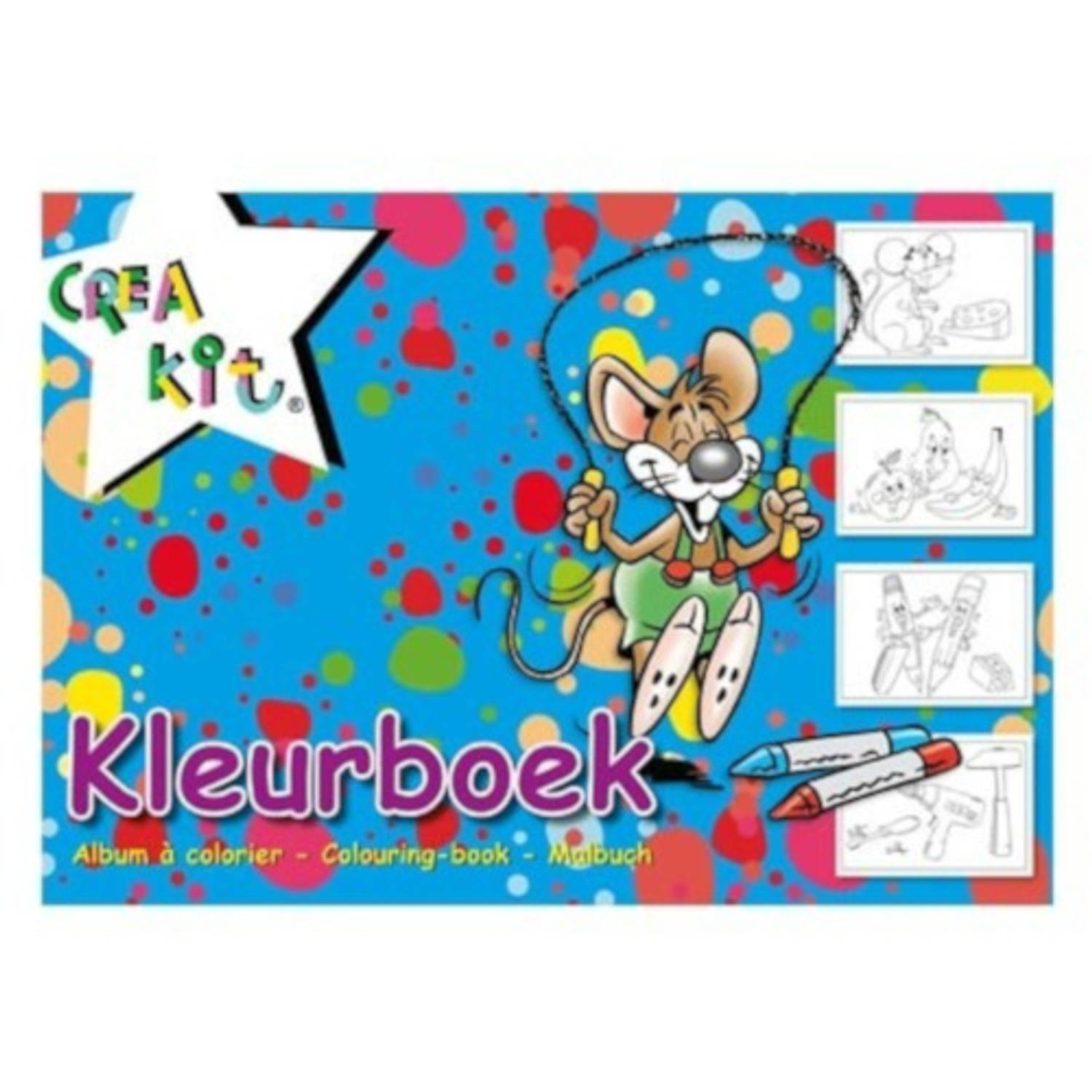 Crea-kit kleurboek junior A4 papier wit/blauw 24 kleurplaten