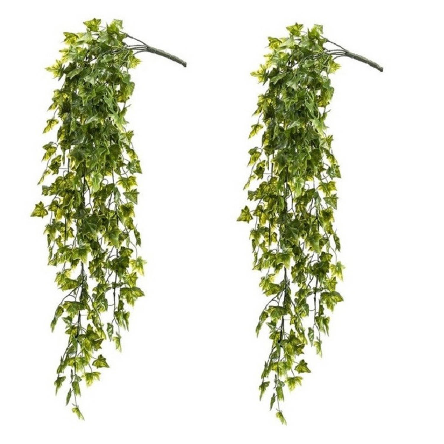2x Kunstplant groene klimop hedera hangplant-tak 75 cm UV bestendig