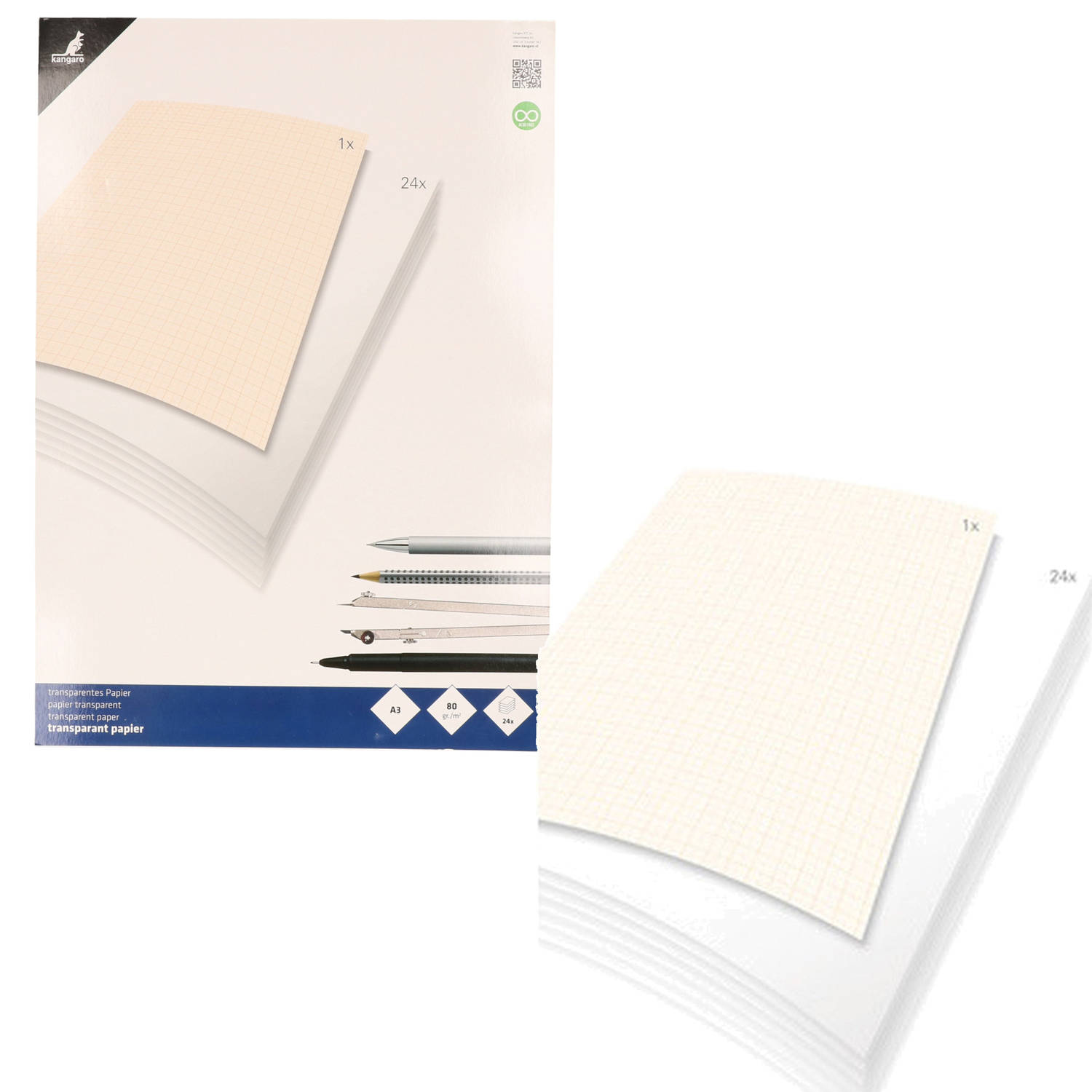 2x Blokken A3 Overtrekpapier-Transparant Tekenpapier 25 Vellen Per Blok 80 Grams