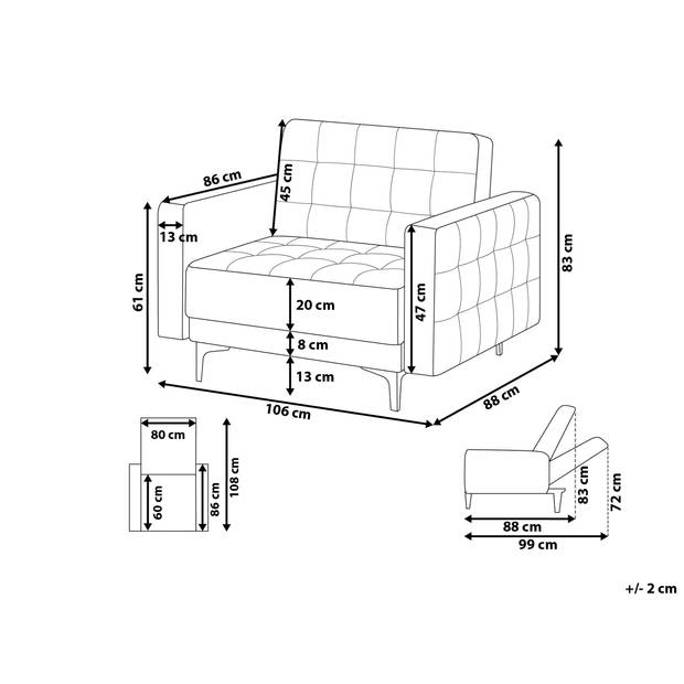 Beliani ABERDEEN - Fauteuil-Zwart-Fluweel