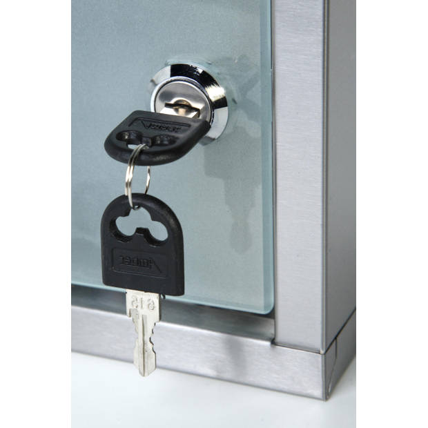 Medicijnkastje - RVS - slot - 2 sleutels - transparante deur - 30 x 30 x 12 cm