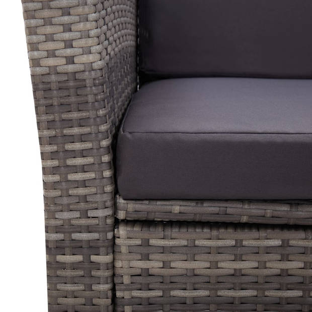 vidaXL 4-delige Loungeset met kussens poly rattan grijs