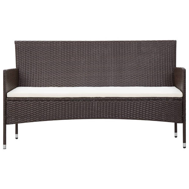 vidaXL 5-delige Loungeset met kussens poly rattan bruin