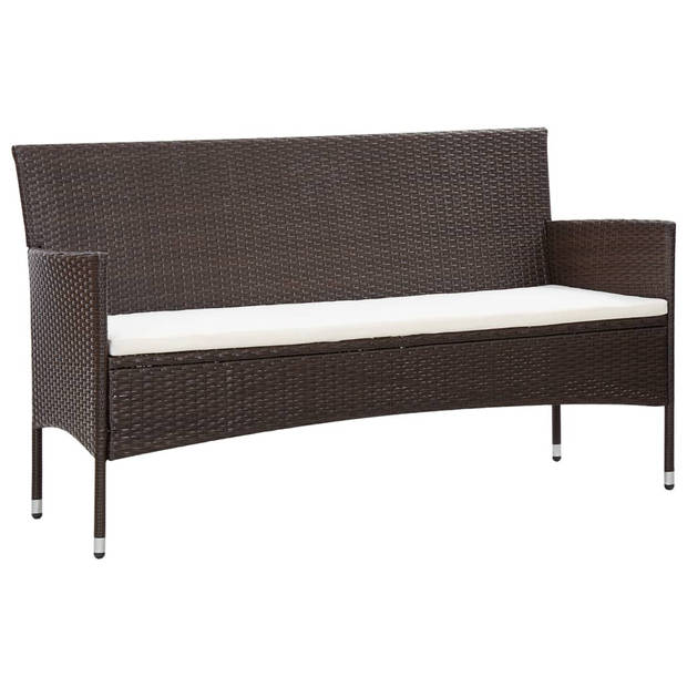 vidaXL 5-delige Loungeset met kussens poly rattan bruin