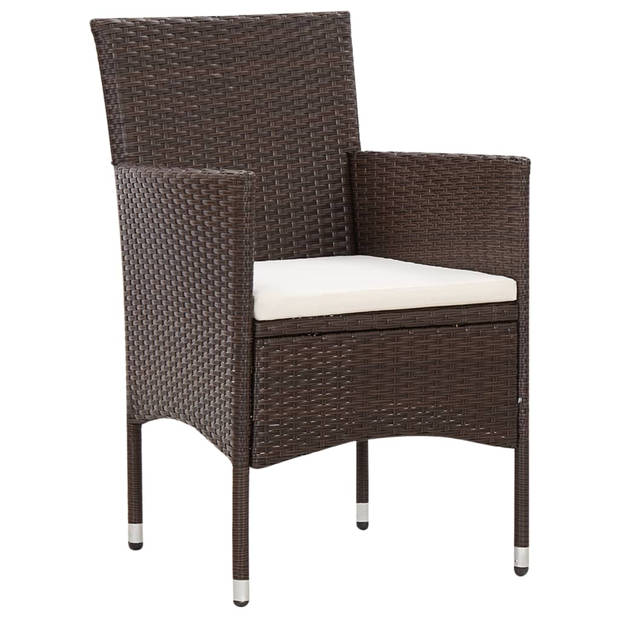 vidaXL 5-delige Loungeset met kussens poly rattan bruin