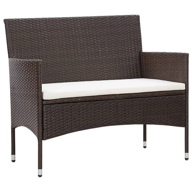 vidaXL 5-delige Loungeset met kussens poly rattan bruin