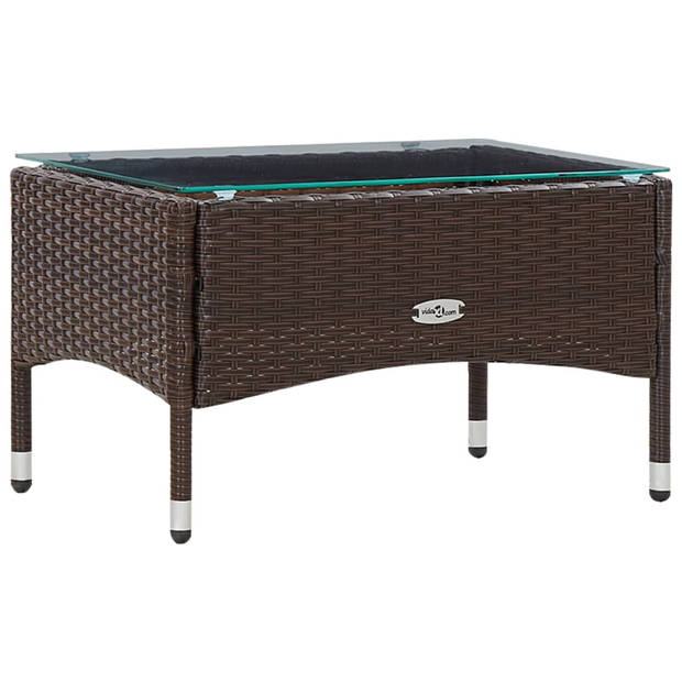 vidaXL 5-delige Loungeset met kussens poly rattan bruin