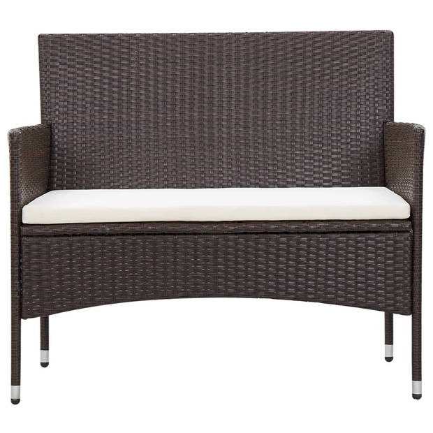 vidaXL 5-delige Loungeset met kussens poly rattan bruin