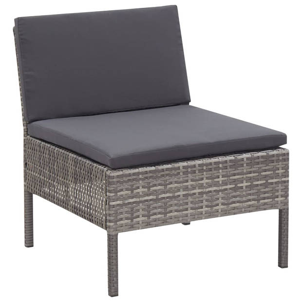 vidaXL 6-delige Loungeset met kussens poly rattan grijs