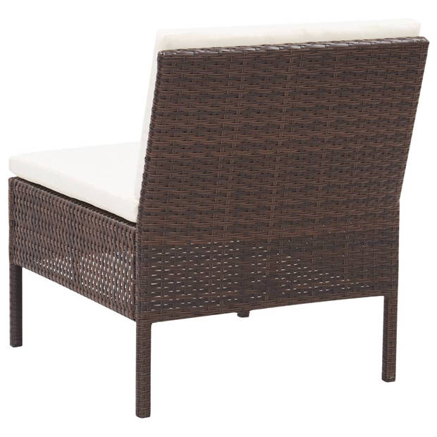 vidaXL 3-delige Loungeset met kussens poly rattan bruin