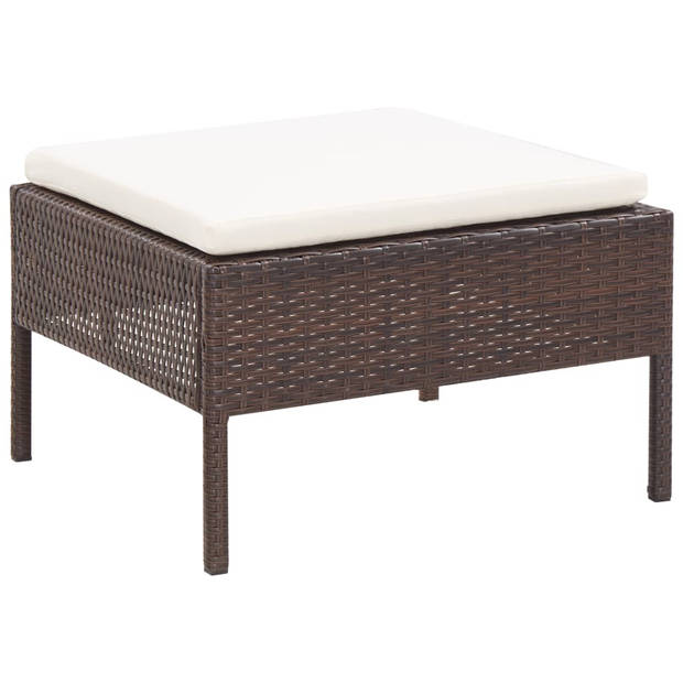 vidaXL 3-delige Loungeset met kussens poly rattan bruin