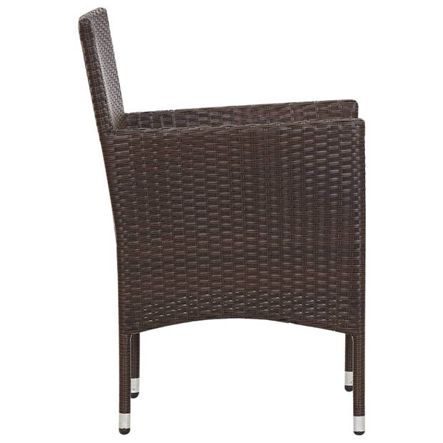 vidaXL 4-delige Loungeset met kussens poly rattan bruin