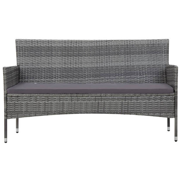 vidaXL 4-delige Loungeset met kussens poly rattan grijs