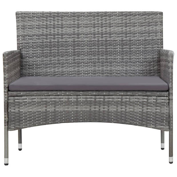 vidaXL 5-delige Loungeset met kussens poly rattan grijs