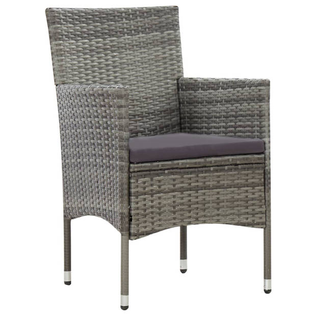 vidaXL 5-delige Loungeset met kussens poly rattan grijs