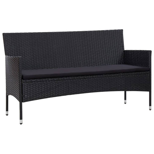 vidaXL 5-delige Loungeset met kussens poly rattan zwart